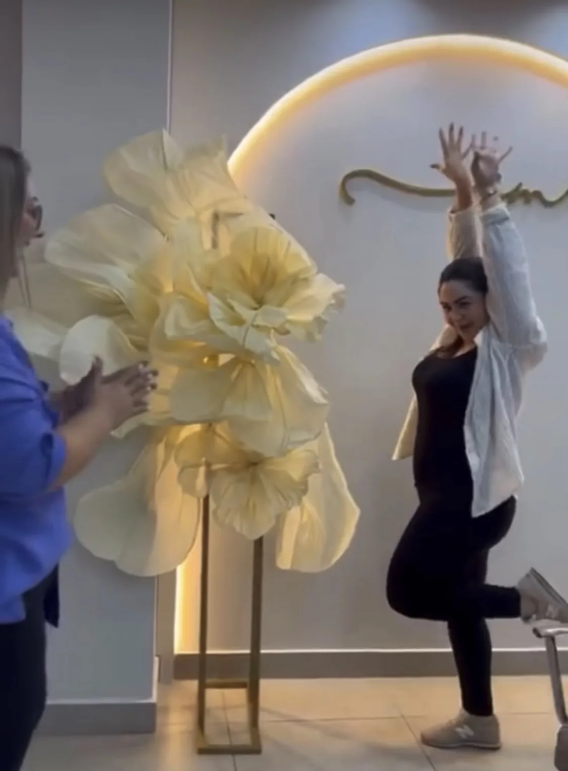 Yellow Oversized Flower on display in the studio