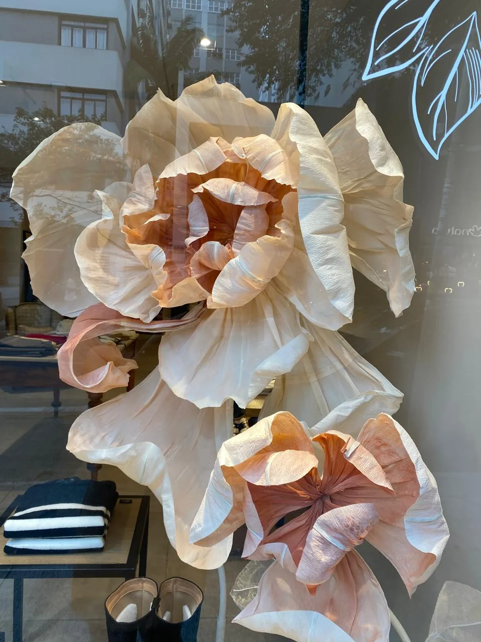 Oversized Flower displayed in the window of the Blow Up store on Oscar Freire Street